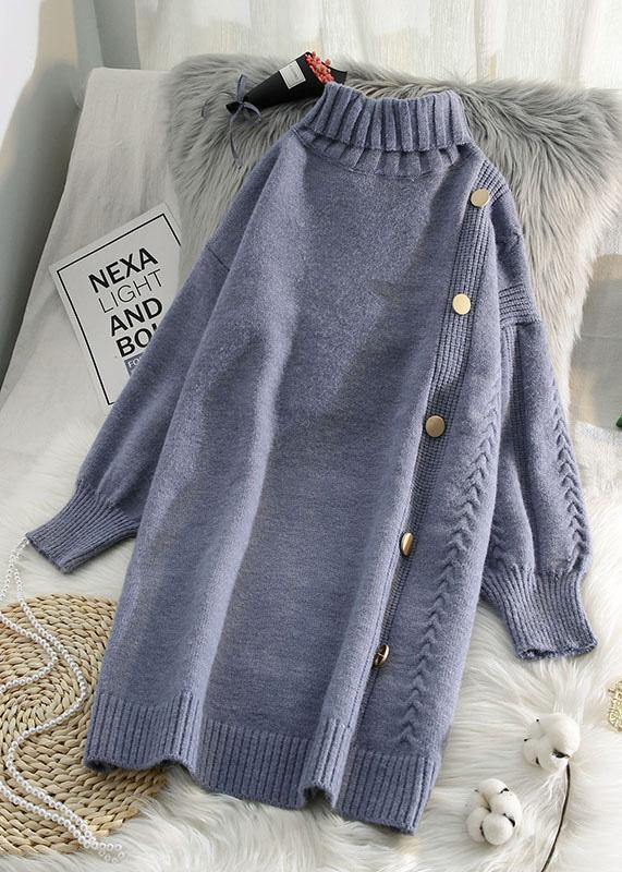 シンプル ベージュ セーターワンピース リメイク風（Refashion） 春用 ラルゴ（ゆったり） ハイネック ニットワンピース